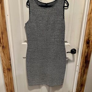 St. John Black and White Textured Mini Dress